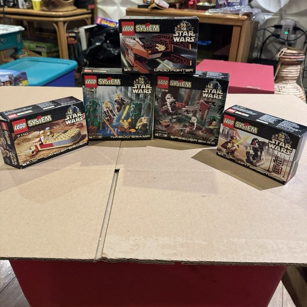 Lego 1999 Star Wars 7101 7110 71111 7121 7128 Complete Manual Box Mini figures